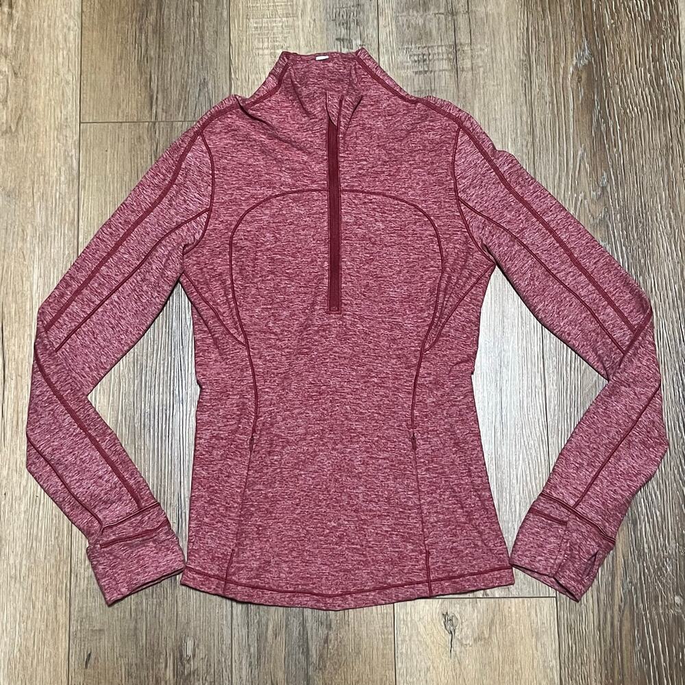 Lululemon Run Briskly 1/2 Zip Pullover Long Sleeve 4 Heather Red Sport Athletic